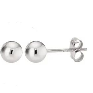 100% SOLID 925 STERLING round 5mm ball earrings brand new